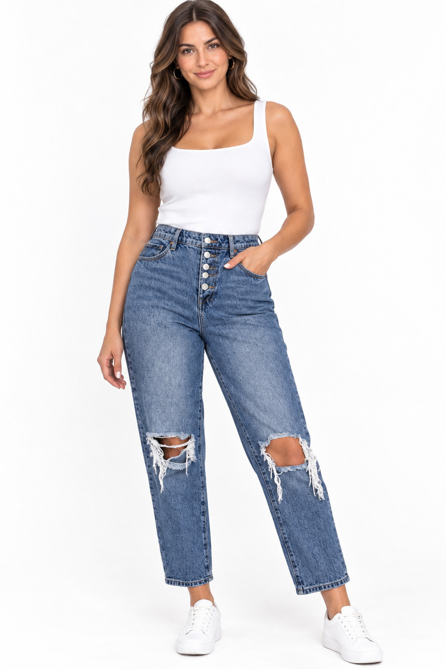 BLANKNyc The Madison Crop High Rise Jeans 28 Distressed Cottagecore Festival